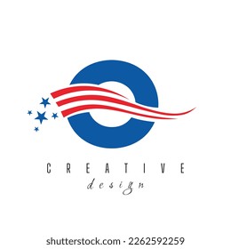 Letter O American Logo for Business, Corporate and Company Sign. US-amerikanisches Logo auf Letter O-Vektorvorlage