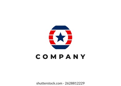 letter o american usa flag star logo