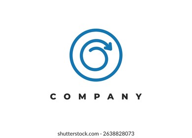 letter o arrow line inside circle minimal logo