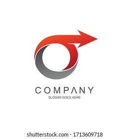 
Letra o con diseño de logotipo de flecha