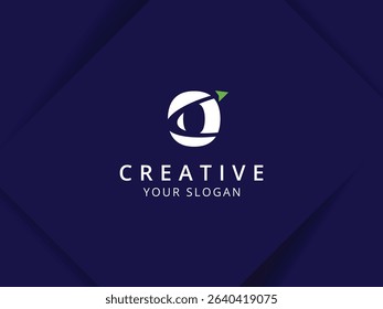 Letter O with arrow logo design. Monogram Letter O logo template