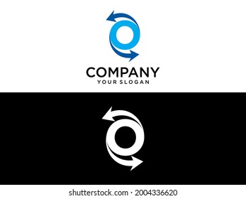 Letter O .Arrow vector illustration icon Logo Template design. initial O and arrow logo - vector
