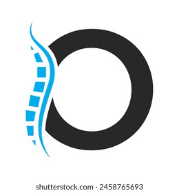 Letter O Backbone Logo Concept For Healthcare Symbol. Back Pain Sign
