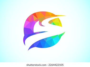 Letter O with backspace S or pathway logo design vector template. Low poly style graphic alphabet symbol