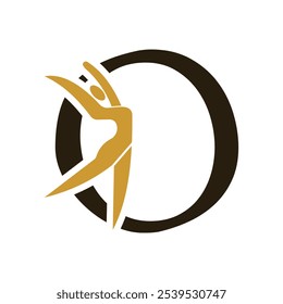 Carta com O Ballet Dancer Logo Design. Vetor do ícone de logotipo do Ballerina