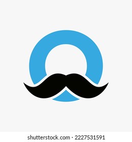 Letter O Barbershop Logo Design. Hairstylist Logotype For Mustache Style and Fashion Symbol