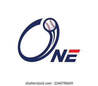 Letter O Baseball Logo Concept With one Baseball Icon Vector Template