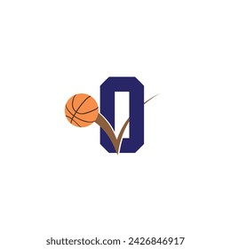 Letter O with basketball logo.	