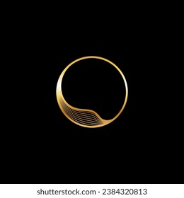 letter O, beautiful elegant golden alphabet striped font, classic lettering perfect for wedding invitations or fashion or logo design, vector illustration 10EPS