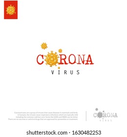 Letter "O" became the corona virus symbol. Red and yellow colors as symbol of China.