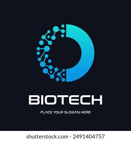 Letter O biotechnology vector logo template. This logo use molecule symbol. Suitable for biology and chemistry.