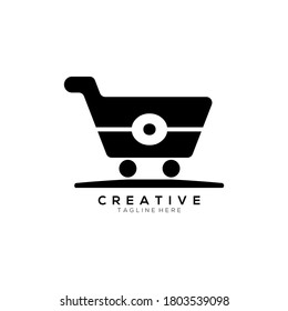 Letter O Black Color Shopping Cart Logo creative template