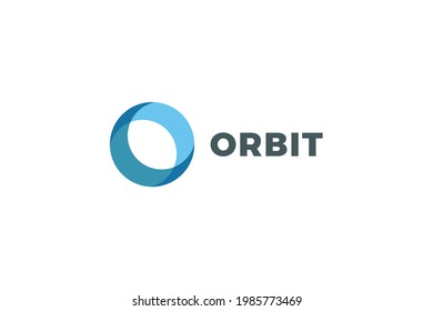 Letter O blue color 3d orbit business logo