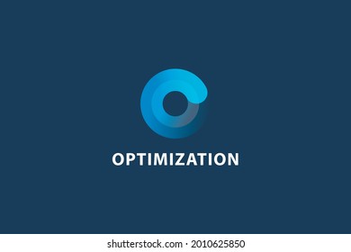 Letter O blue color 3d orbit link optimization technological creative logo