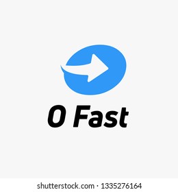 Letter O Blue logo with negative space arrow logo for business, transportation, delivery company . - Vector Illustration