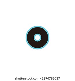 Letter o blue, neon geometric symbol simple logo vector