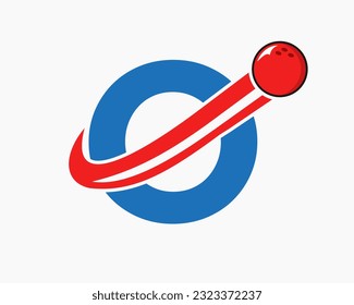 Letter O Bowling Logo. Bowling Ball Symbol With Moving Ball Icon