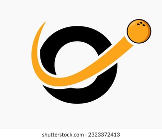 Letter O Bowling Logo. Bowling Ball Symbol With Moving Ball Icon