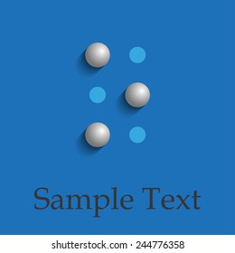 Letter O in Braille on blue background