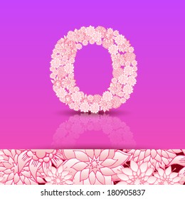The letter O. Bright floral element of colorful alphabet. Summer floral ABC element in vector.