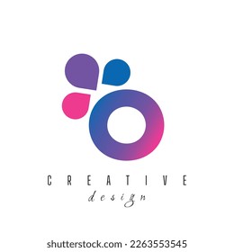 Letter O and bubble Dots Logo with Purple Pink Bubbles Vector Illustration
