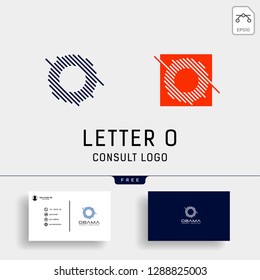 Letter O Business Consult Logo Template With Business Card Grid Line Icon Elements Isolated