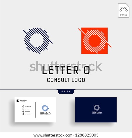 Letter O Business consult logo template with business card grid line icon elements isolated