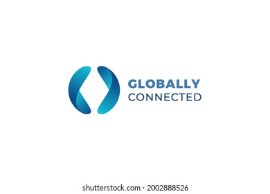 Letter O C globally connected blue color modern technological logo