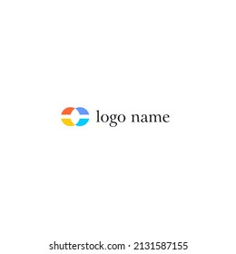 Letter O of C globally connected full color modern technological logo. parachuting illustration