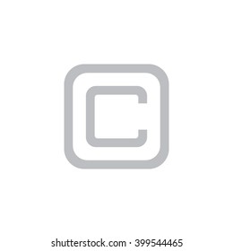 letter O and C monogram square shape logo, letter C with rounded square frame logo gray