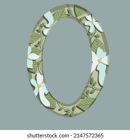 The letter "O". Can be used for various web resources. Floral print will decorate any design. Decorate your magazine, book or any web resource with this beautiful letter.