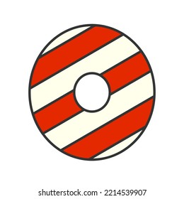 Letter O Candy Cane, vector illustration
