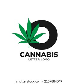 letter O with cannabis leaf vector logo design element