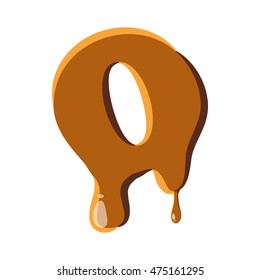 Letter O from caramel icon isolated on white background. Alphabet symbol