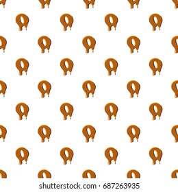 Letter O from caramel pattern seamless repeat in cartoon style vector illustration