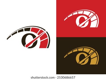Letter O Cars Repair With Speedometer logo design template, Car Automotive company logo sign symbol.