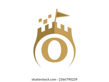 Letter O Castle Modern Logo Design Vector illustration template. Graphic Alphabet Symbol For Corporate Business