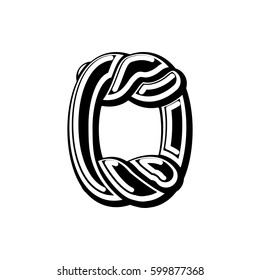 Letter O Celtic font. norse medieval ornament ABC. Traditional ancient manuscripts alphabet
