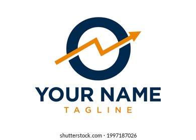 Letter O with chart arrow up concept. Very suitable in various business purposes, also for icon, symbol, logo name and many more.