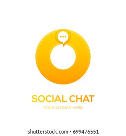 Letter O with Chat logo, Talk, Social media, Sphere speech bubble, application, digital and technology logotype