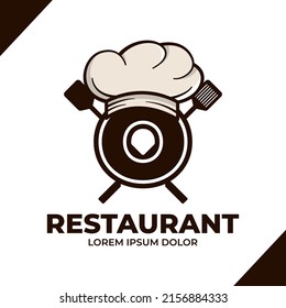 Ilustración de diseño del logotipo del sombrero de la carta O Chef, icono del logotipo del café restaurante aislado en fondo blanco