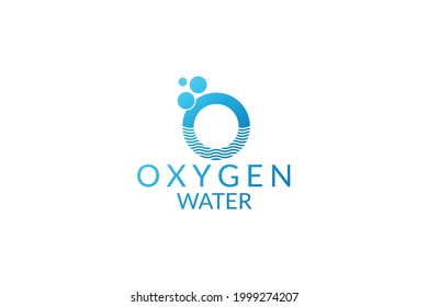 letter "O" or chemical symbol of oxygen "O" combined with water. Suitable for businesses related with water, digital media, science, lab, communications, etc.