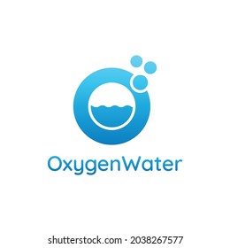 letter "O" or chemical symbol of oxygen "O" combined with water. Suitable for businesses related with water, digital media, science, lab, communications, etc.
