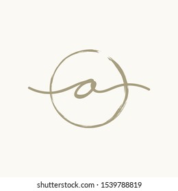 Letter O With Circle Brush Logo. Creative fashion logo design. handwritten logo for identity - Vector
