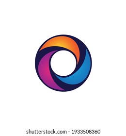 Letter O circle logo design, multicolor letter icon vector template