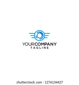 letter O circle logo wings line vector icon
