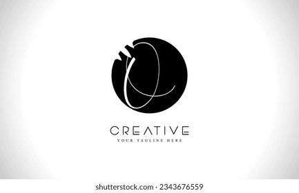 Letter O circle shape logo design with creative cut