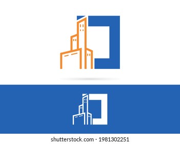 Letter O city logo design. Vector combination of  building and letter