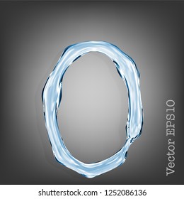Letter o from clear transparent bluish water droplets. Vector EPS 10.