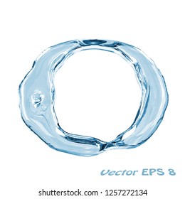 Letter O from clear transparent bluish water droplets. Isolated on white background. Vector EPS 8.